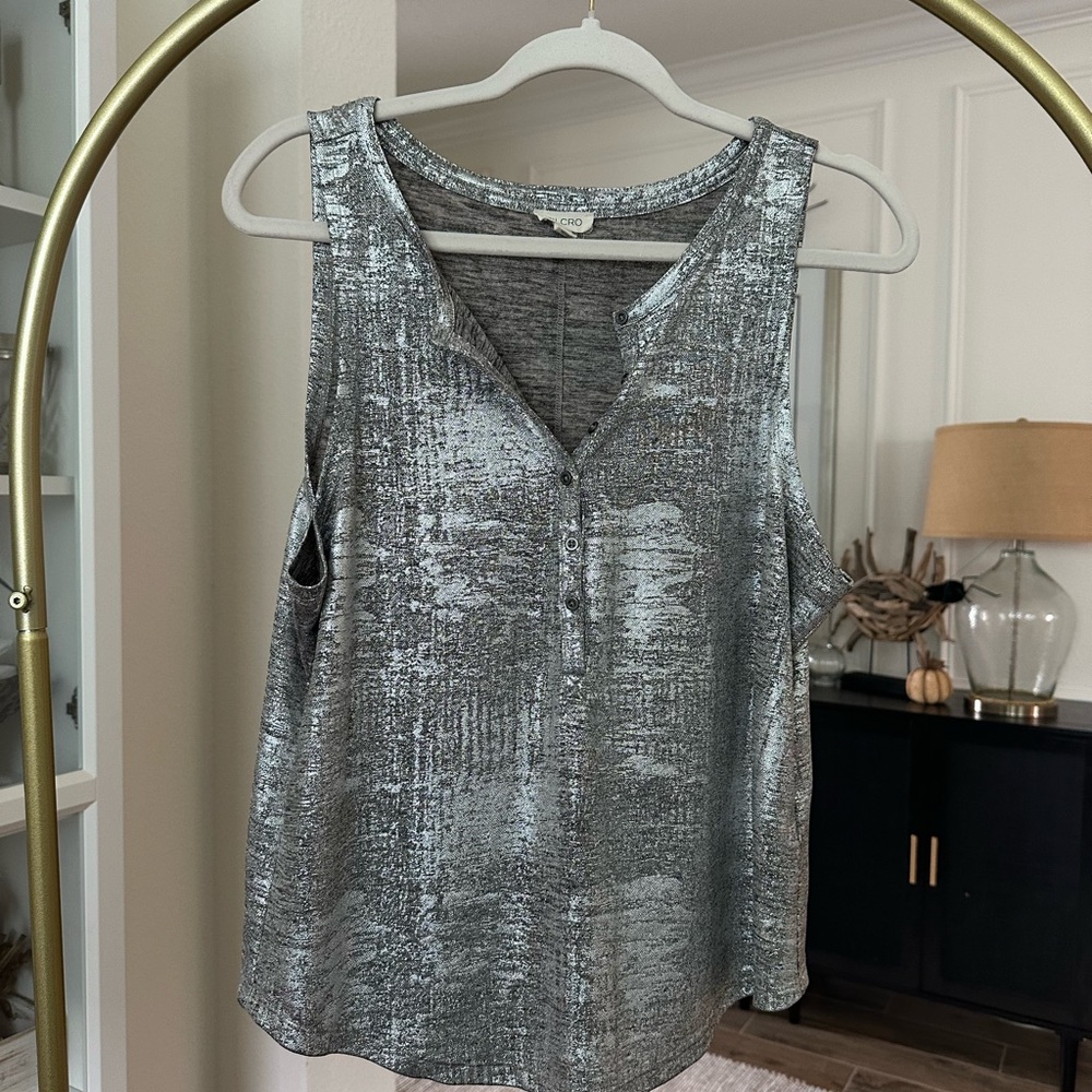 Anthropologie Pilcro Metallic Silver Tank Top